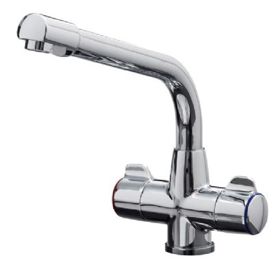 EVO TARGA CHROME MONO DUAL LEVER KITCHEN SINK MIXER TAP with SWIVEL SPOUT, KTAP010CP